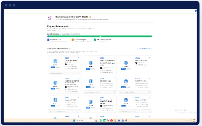Vista ilustrativa del panel de operaciones de INNTRAILERS